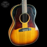 Front angle of Vintage 1965 Gibson LG-1 Sunburst Factory Double Pickguard.