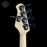 Back of headstock of Used Sterling Stingray 5 Blue.