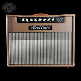 Front of Bad Cat x Powers Electric Cub V 40 Vintage Palomino Handwired EL34 40w 1x12 Tube Combo.