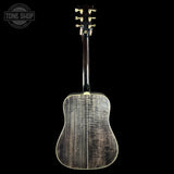 Full back of Gibson Custom Made 2 Measure Dove Double Guard Trans Ebony Light Aged.