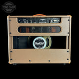 Back of Bad Cat x Powers Electric Cub V 40 Vintage Palomino Handwired EL34 40w 1x12 Tube Combo.