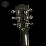 Back of headstock of Gibson Custom Made 2 Measure Hummingbird Maple Long Scale Tri-burst LR Baggs VTC.