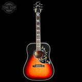 Full front of Gibson Custom Made 2 Measure Hummingbird Maple Long Scale Tri-burst LR Baggs VTC.