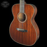 Front angle of Used 2005 Collings OM2H All Mahogany.