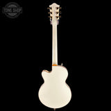 Full back of Used 2024 Gretsch Electromatic Chris Rocha Broadcaster JR Center Block Vintage White.