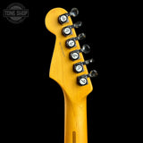 Back of headstock of Used 2025 Fender American Professional Classic Strat Faded Firemist.