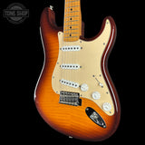 Front angle of Used 2003 Fender FSR FMT Tex-Mex Tele Sunburst.
