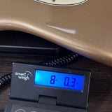 Used 2025 Fender American Professional Classic Strat Faded Firemist on scale displaying weight.