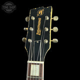 Headstock of Rock N Roll Relics Lightning Jr Nicotine White Medium Aging.
