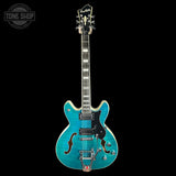 Full front of Used Hagstrom Viking Dlx Blue.