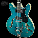 Front angle of Used Hagstrom Viking Dlx Blue.