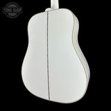 Back angle of Gibson Custom Dove Alpine White LR Baggs VTC.