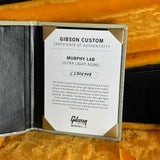 Certificate of authenticity for Used Gibson Dealer Select Les Paul Custom Chambered Ebony Murphy Ultra Light Aged.