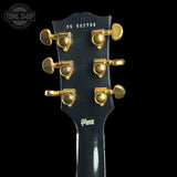 Back of headstock of Used Gibson Dealer Select Les Paul Custom Chambered Ebony Murphy Ultra Light Aged.