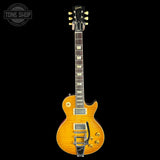 Full front of Used 2022 Gibson Custom Shop M2M '59 Les Paul Standard Chambered Murphy Lab Ultra Light Aged Lemon Burst Bigsby.