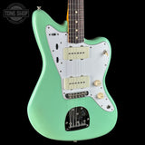 Front angle of Used 2016 Fender Classic 60s Jazzmaster Lacquer Surf Green.