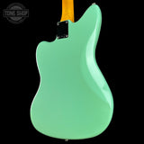 Back angle of Used 2016 Fender Classic 60s Jazzmaster Lacquer Surf Green.