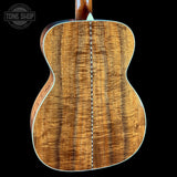 Back angle of Collings OM-42 A Torch Adirondack/Koa.