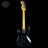Full back of Used 80s Squier MIJ Contemporary HSS Strat Black.
