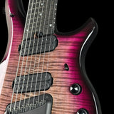 Front detail of Ernie Ball Music Man Majesty 8 Select Strawberry Moon EB.