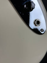 Blemish on body of Used 2023 Fender American Pro II Jazz Bass White.