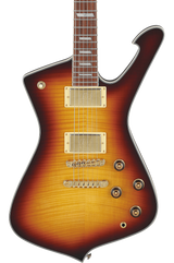 Front of Ibanez IC420FM Iceman Violin Sunburst.