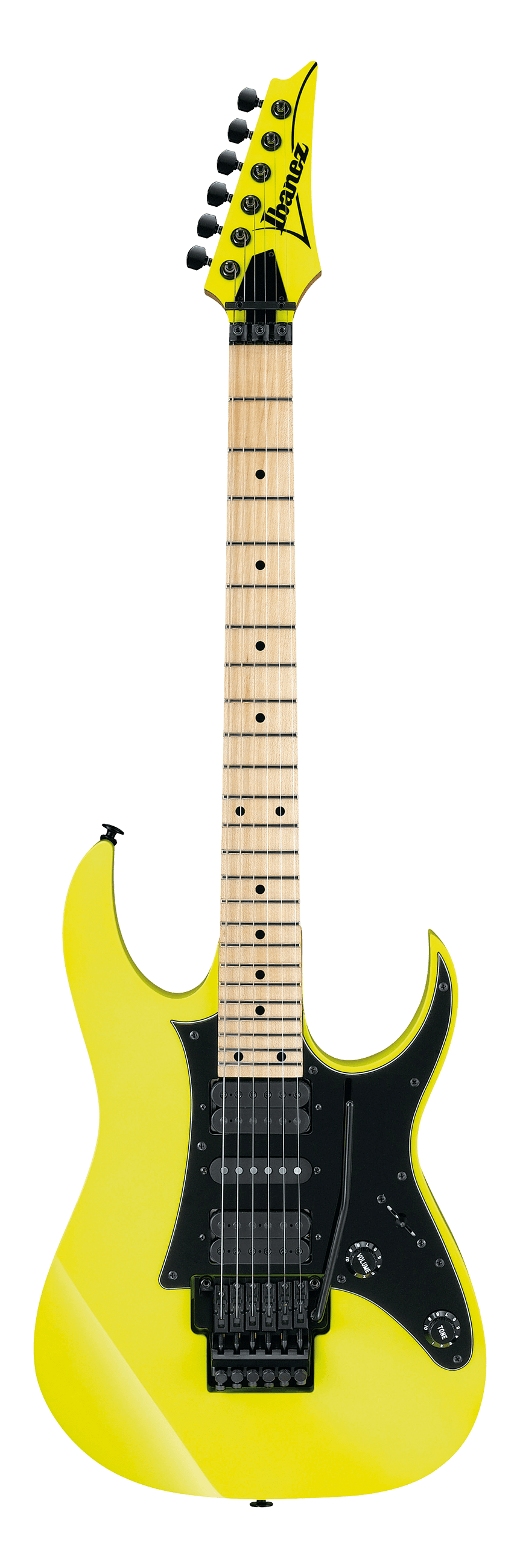 Full frontal of Ibanez RG550 Genesis Collection Desert Sun Yellow.