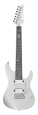 Full frontal of Ibanez TOD70 Tim Henson Signature 7-String Classic Silver.