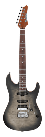 Full frontal of Ibanez TQM2 Tom Quayle Signature Charcoal Black Burst Flat.
