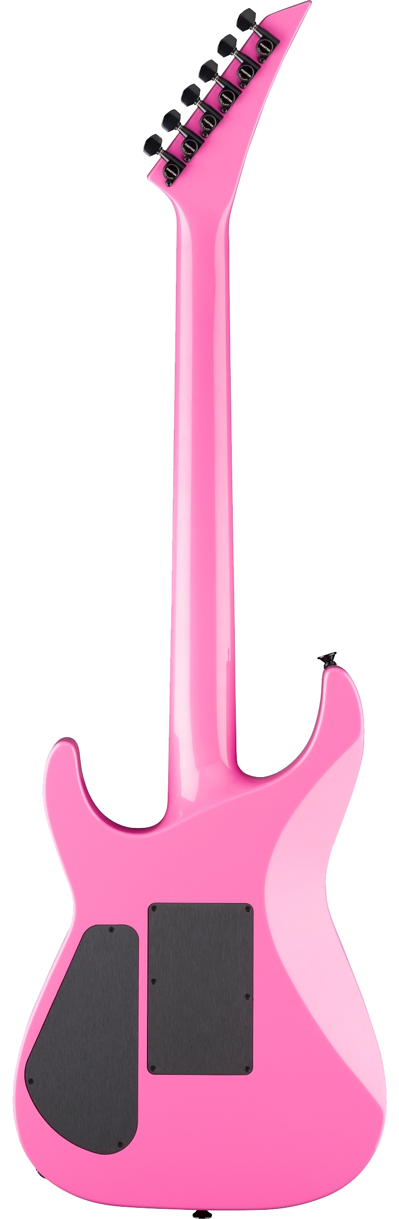 Back of Jackson Custom Shop USA Special Edition Soloist NOS Platinum Pink.