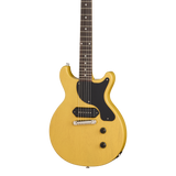 Front of Gibson USA Les Paul Junior Double Cutaway TV Yellow.