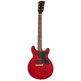 Full frontal of Gibson USA Les Paul Junior Double Cutaway Vintage Cherry.