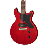 Front of Gibson USA Les Paul Junior Double Cutaway Vintage Cherry.