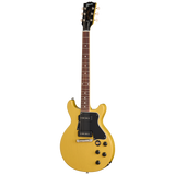 Full frontal of Gibson Les Paul Special Double Cutaway TV Yellow.