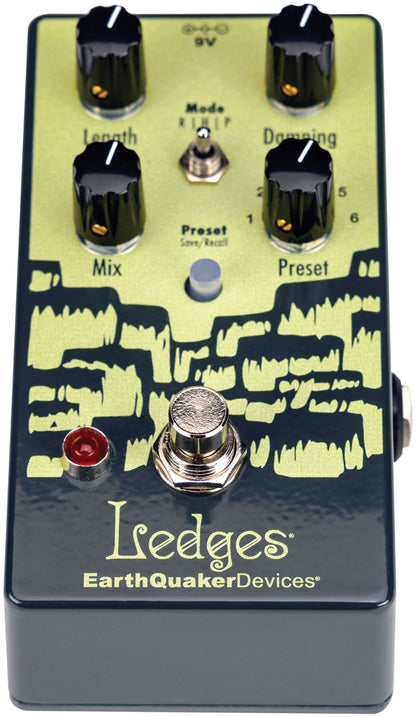 Front angle of Earthquaker Devices Ledges Tri-Dimensional Reverberation Machine.
