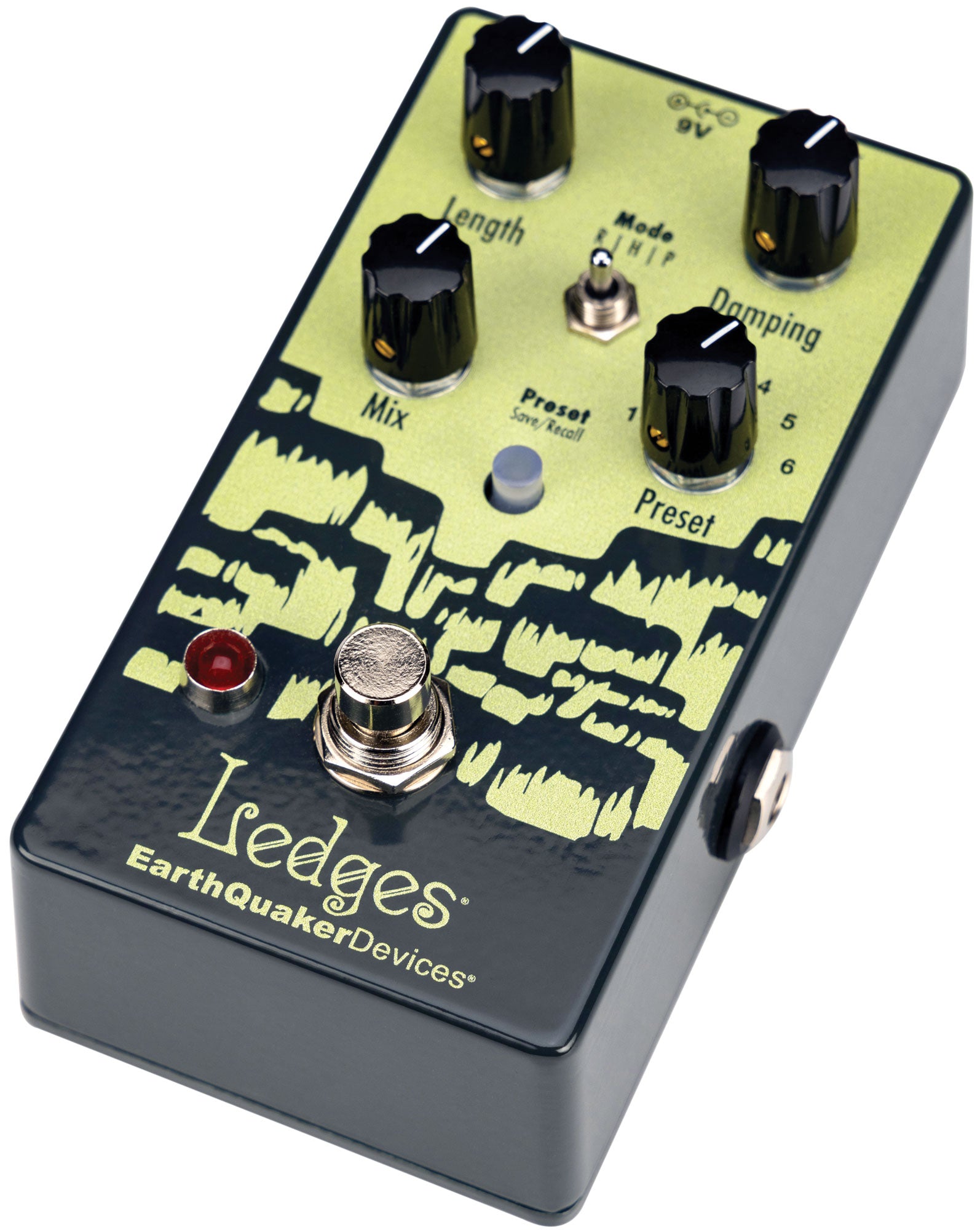 Right side angle of Earthquaker Devices Ledges Tri-Dimensional Reverberation Machine.