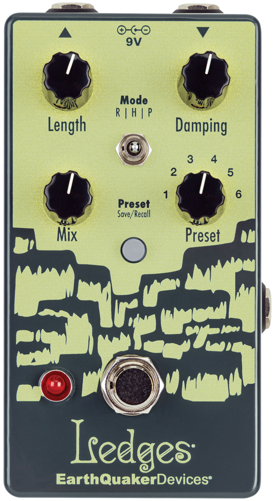 Top down of Earthquaker Devices Ledges Tri-Dimensional Reverberation Machine.