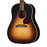 Front of Gibson Acoustic J-45 Standard Vintage Sunburst LR Baggs Hi-Fi DNA.