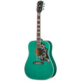 Front of Gibson Hummingbird Standard Translucent Teal.