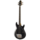 Full front of Epiphone Mike Dirnt Grabber G 3 Bass Silverburst w/case