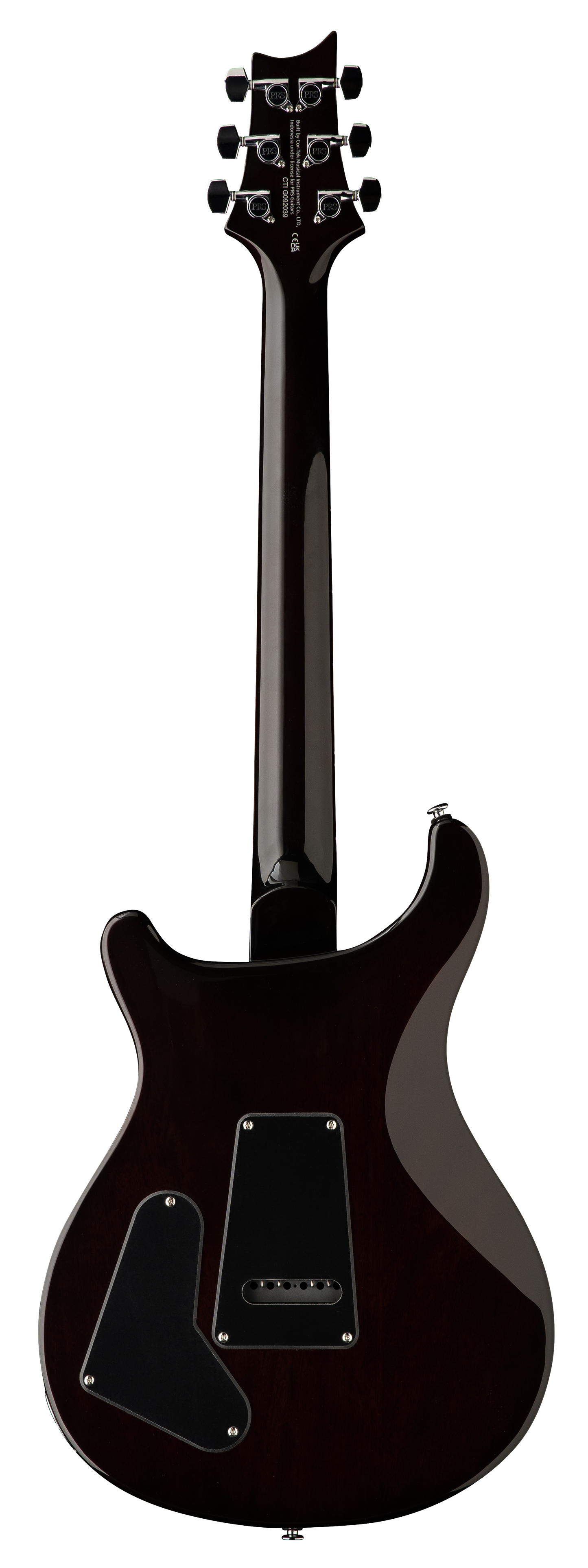 Back of PRS Paul Reed Smith SE Studio Orange Tiger Smokeburst.