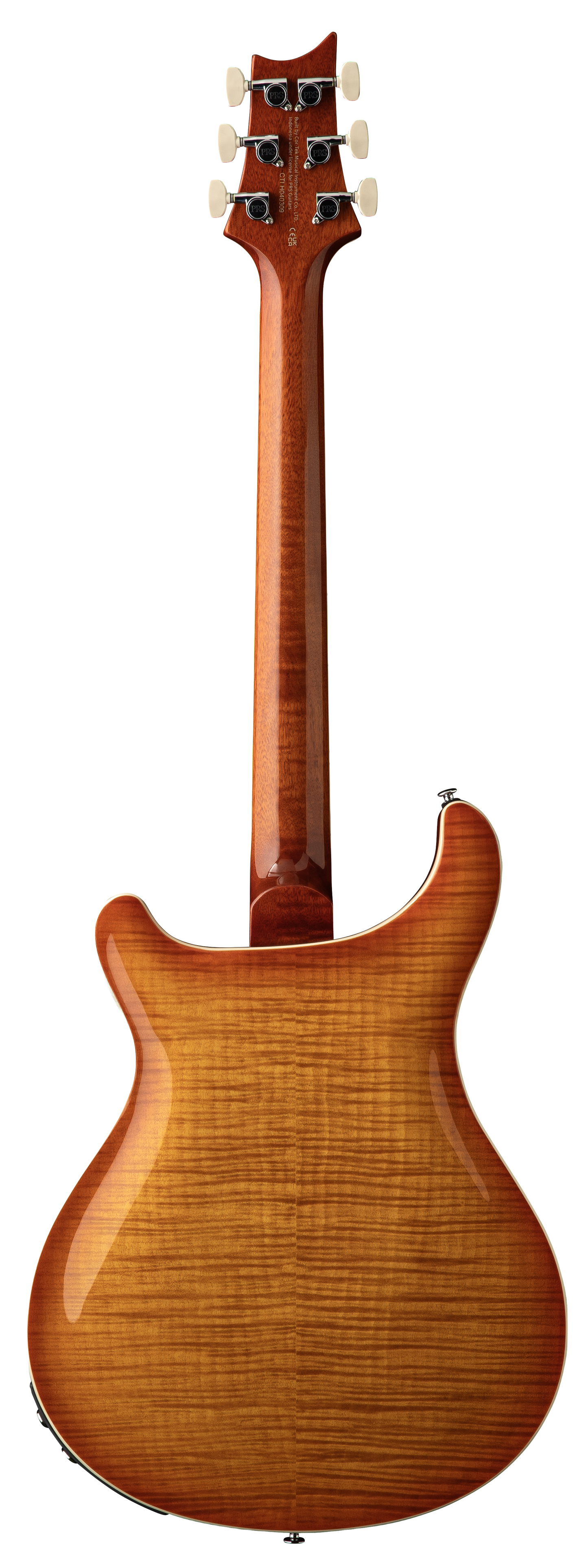 Back of PRS SE Hollowbody II Piezo Vintage Sunburst.