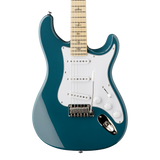 Front of PRS SE Silver Sky Nylon Blue.