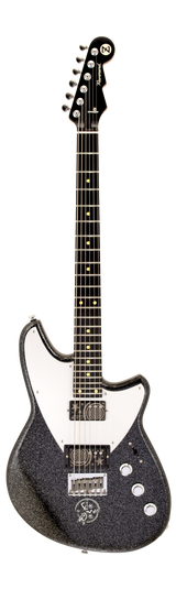 Full frontal of Reverend Billy Corgan Signature Drop Z Infinite Sadness Edition Black Sparkle.
