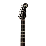 Headstock of Reverend Billy Corgan Signature Drop Z Infinite Sadness Edition Black Sparkle.