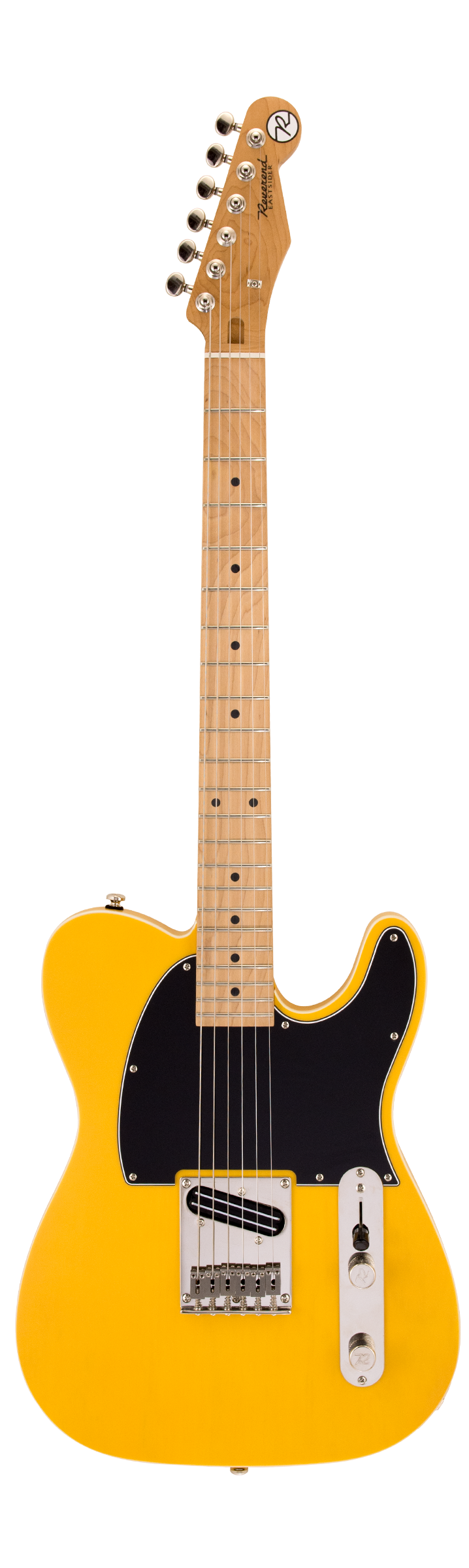 Full frontal of Reverend Pete Anderson Eastsider E Satin Vintage Yellow RM.