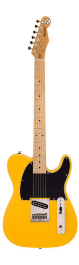Full frontal of Reverend Pete Anderson Eastsider E Satin Vintage Yellow RM.