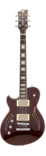 Full frontal of Reverend Roundhouse Air HH Left Handed Metallic Bordeaux.