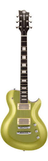 Full frontal of Reverend Roundhouse HH Metallic Limeade.