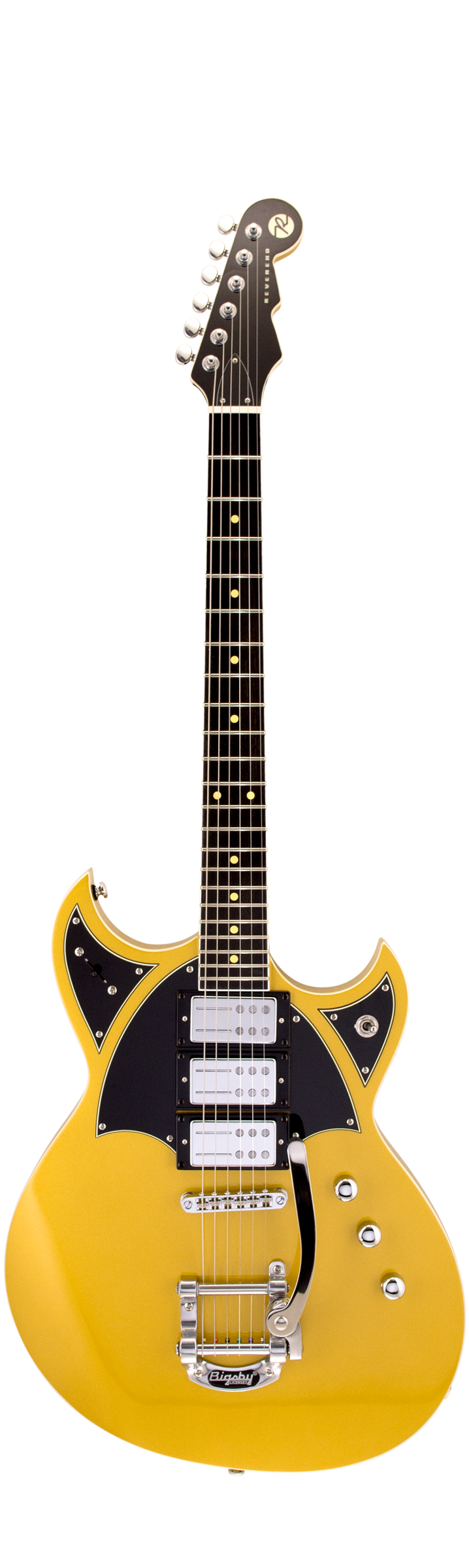 Full frontal of Reverend Spacehawk Supreme Venetian Gold E.